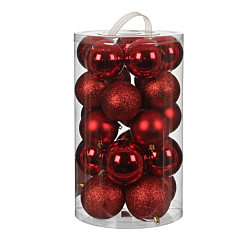 Ялинкові кульки комплект 23 шт, колір червоний, House of Seasons