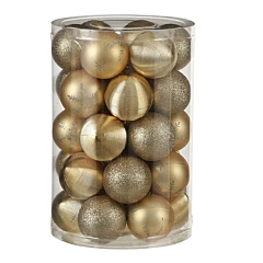 Елочные шарики пластиковые, 34 шт, цвет золотой, House of Seasons