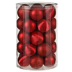 Елочные шарики пластиковые, 34 шт, цвет красный, House of Seasons